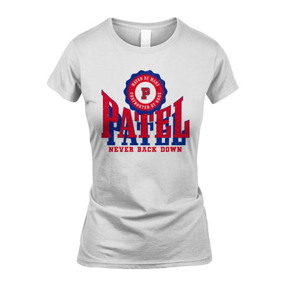 Your Name Never Back Down Shirt PATEL M1-33